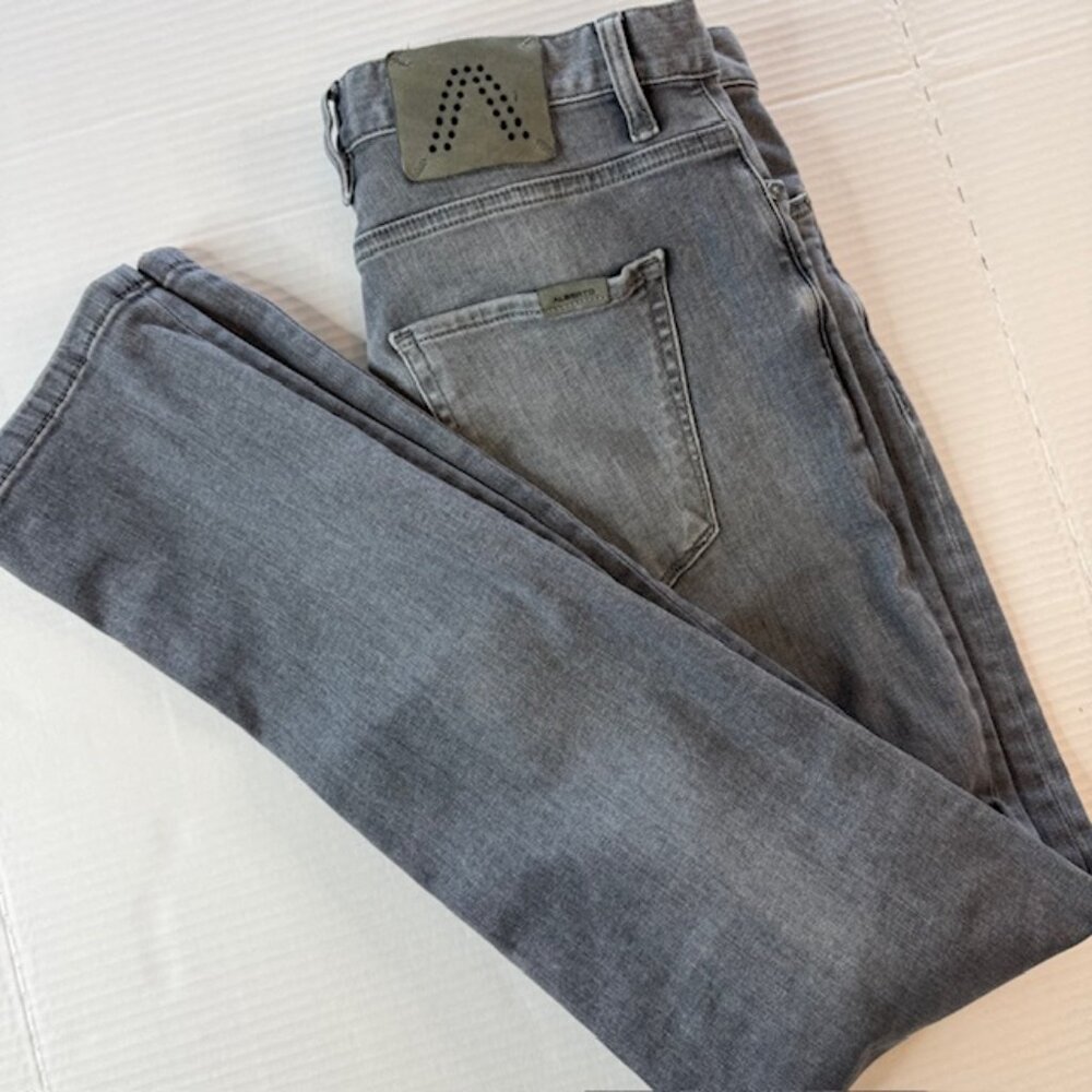 Alberto Jeans Mens 32x32 Stone Gray Denim T400 Slim Fit Stretch Pants